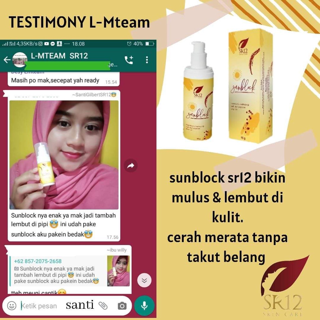 SUNSCREEN WAJAH SUNCARE SUNBLOCK SR12 LOTION ANTI BELANG PELINDUNG DARI SINAR UV A&amp;B PELEMBAB WAJAH