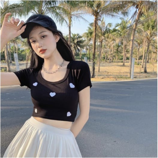 MakeGrosir - HEART LOVE CROP TOP RIB