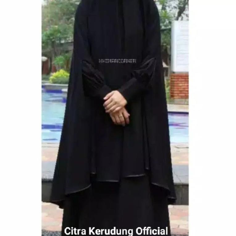 SALE TERBATAS Jilbab Jumbo Tangan bolong pet non pet bahan Jetblack Leuwitex MTH