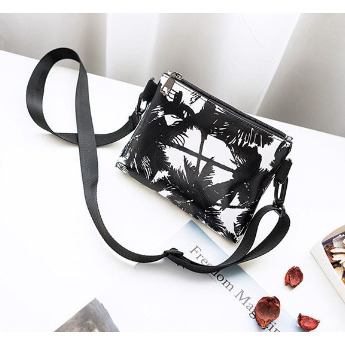 FYGALERY FYG1222 Tas Selempang Motif Daun Perempuan Slingbag Fashion Wanita Sling Bag Korea Murah