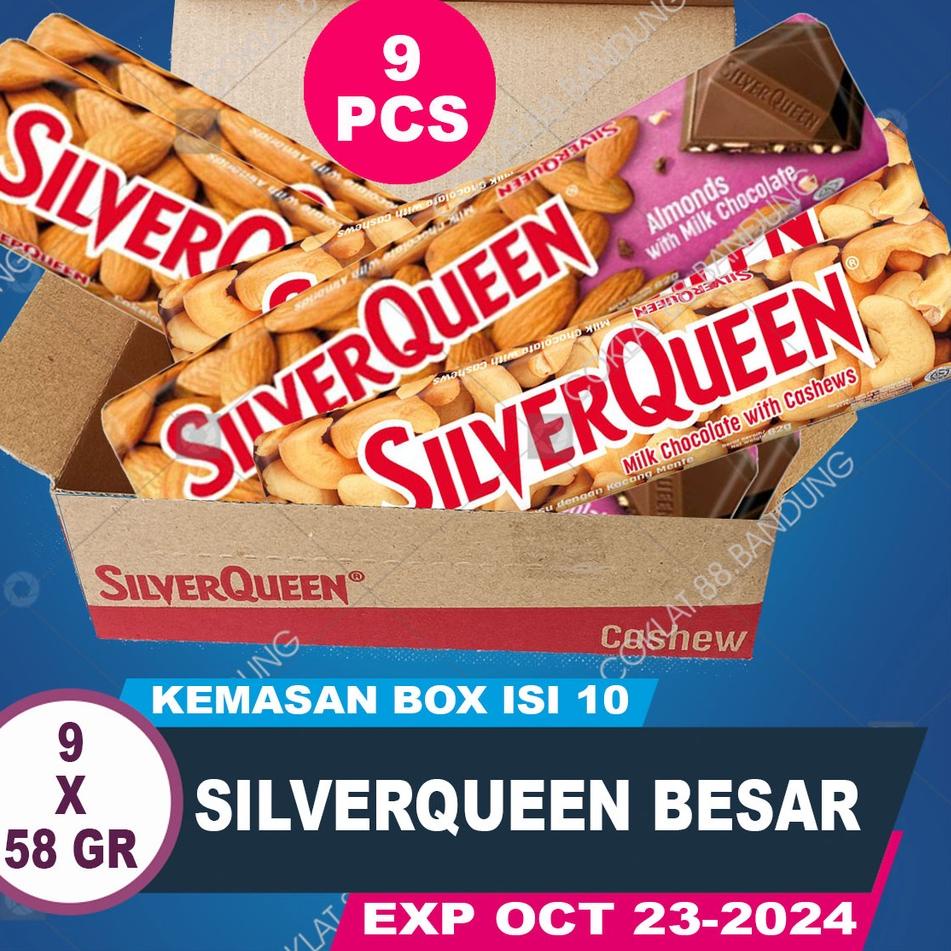 

✴ SilverQueen 58gr X 9pcs Ukuran Besar Cokelat - Coklat Silver Queen Isi 9 pcs X 58 gram Milk Chocolate Cashew Almond 58 gr ♦