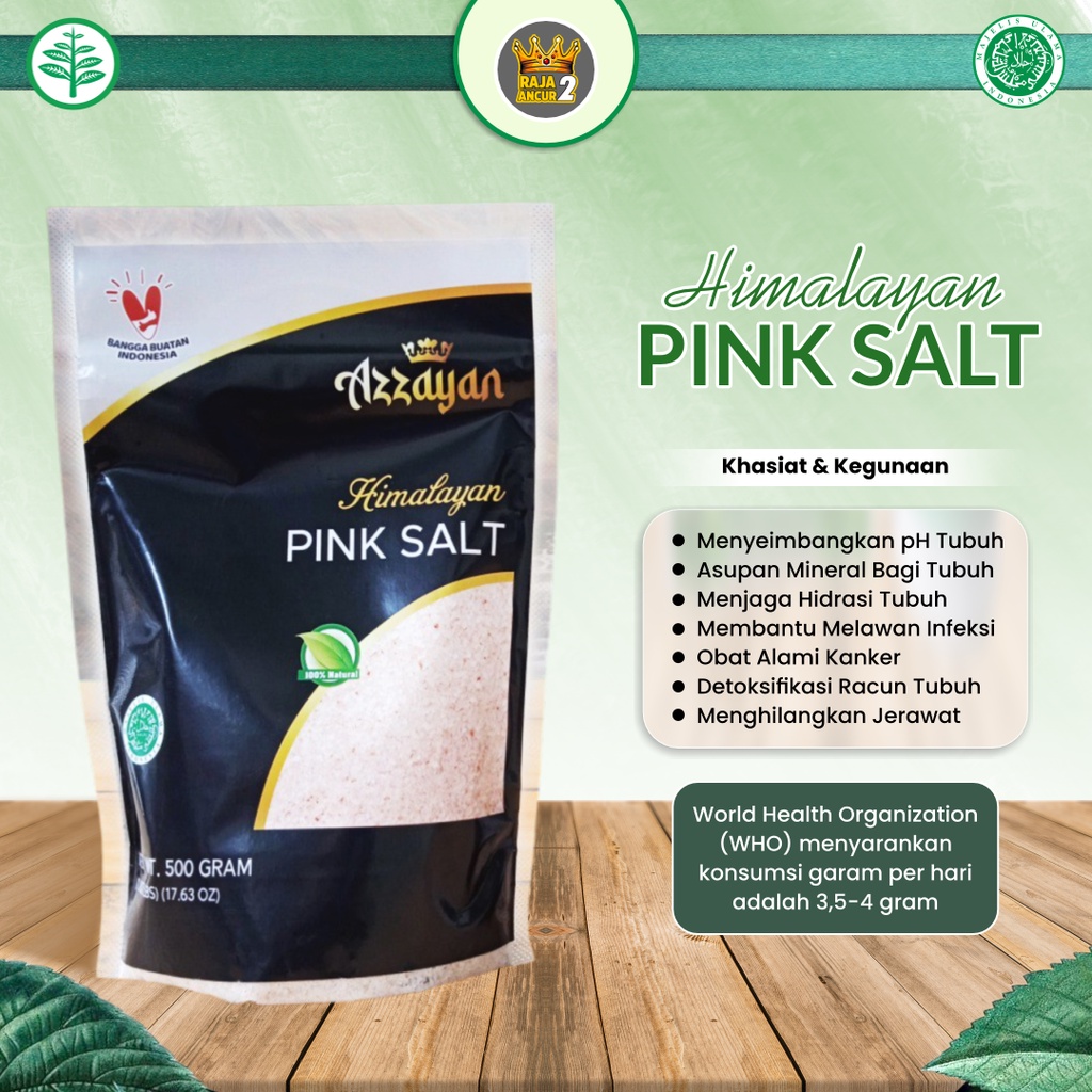 Garam Himalaya Pink Salt Azzayan Garem Halus Kaya Mineral Pencegah Dehidrasi Pelancar Pencernaan Pencegah Penuaan Dini 100% Original BPOM