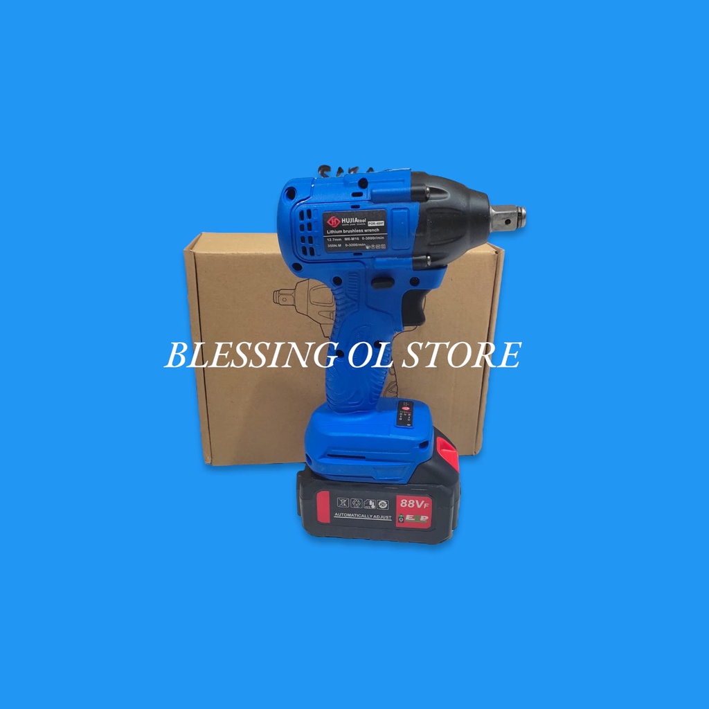 BOR IMPACT WRENCH CORDLESS BRUSHLESS HUJIA 300Nm jld 1 Baterai