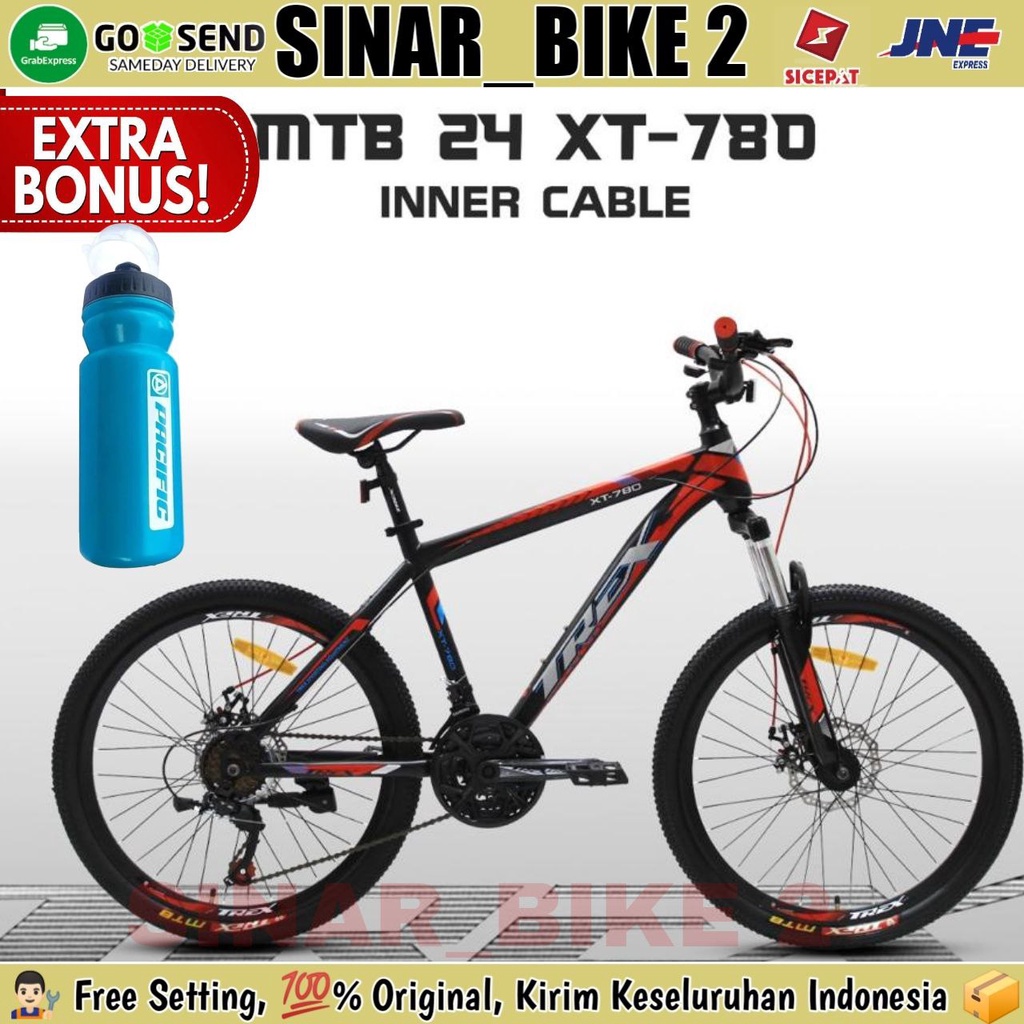 Sepeda Gunung MTB TREX XT-780 Ukuran 24 inch Rem Cakram 21 Speed