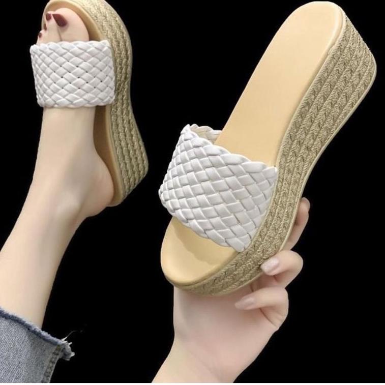 VIRAL ABBUSHOES YM 16 wedges sandal anyaman wanita 7cm