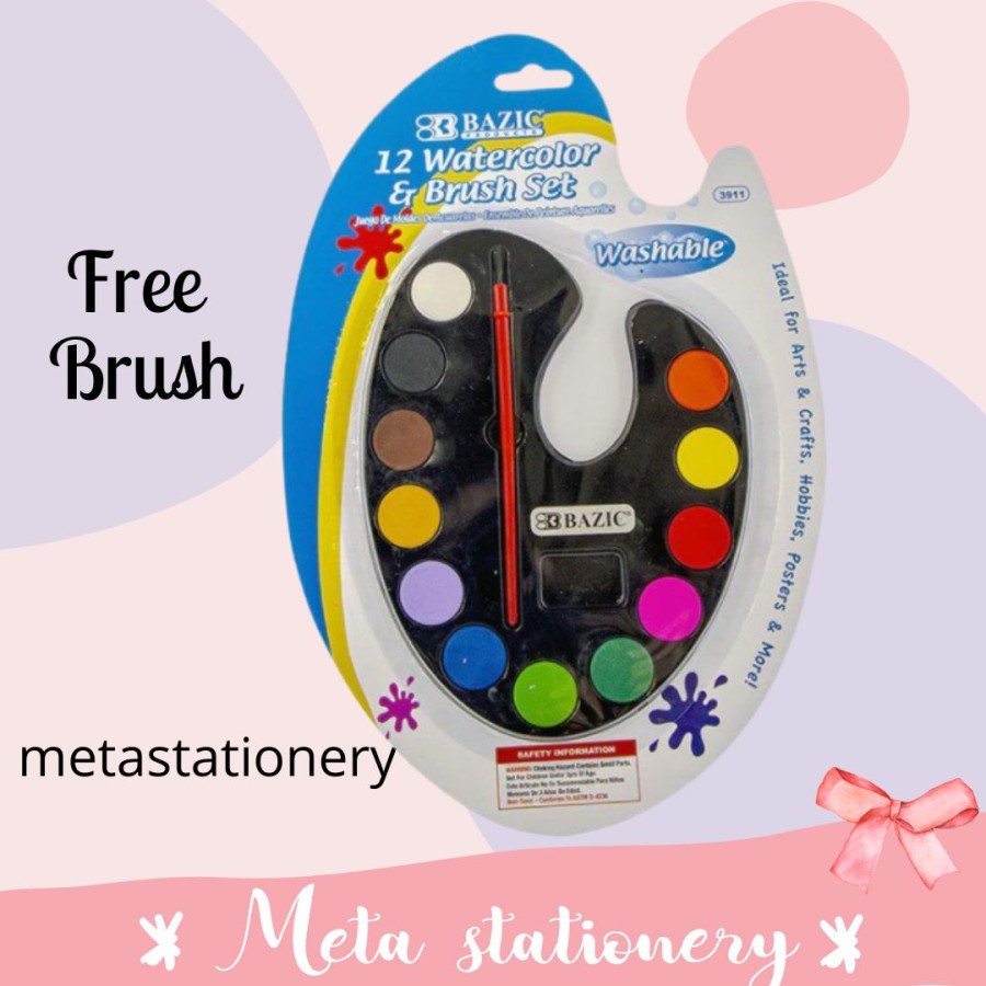 

Cat Air / Watercolor & Brush Set 12 Warna Bazic ( Free Kuas )