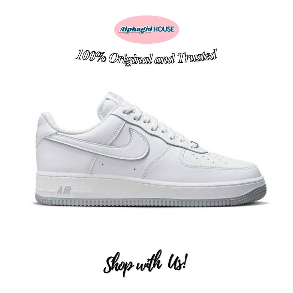 Nike Air Force 1 Low White Wolfgrey White Grey Mens-100% Original Resmi