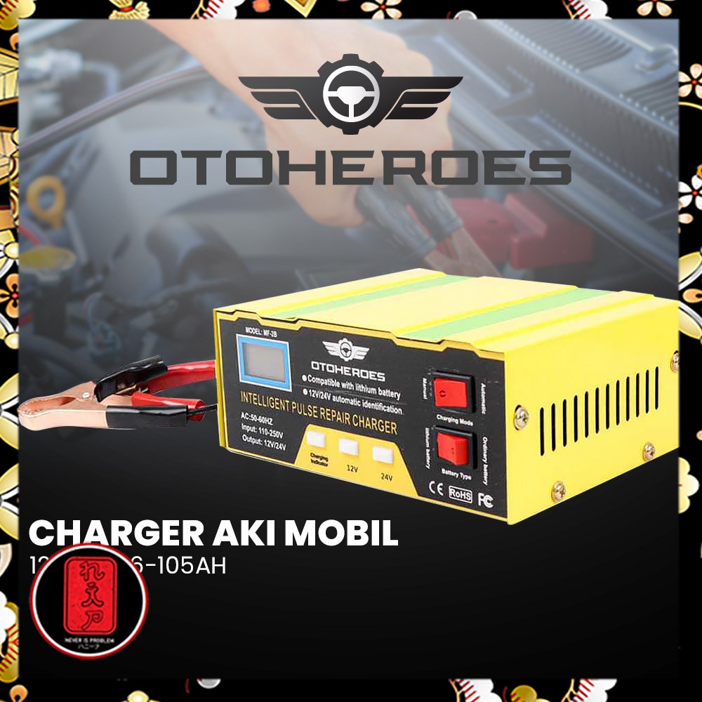 OTOHEROES Charger Aki Mobil Lead Acid Smart Battery Charger 12V/24V 6-105AH - MF-2B - Yellow