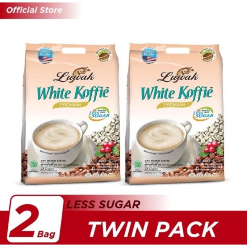 

Luwak White Koffie Less Sugar Bag 20x20gr Twin Pack