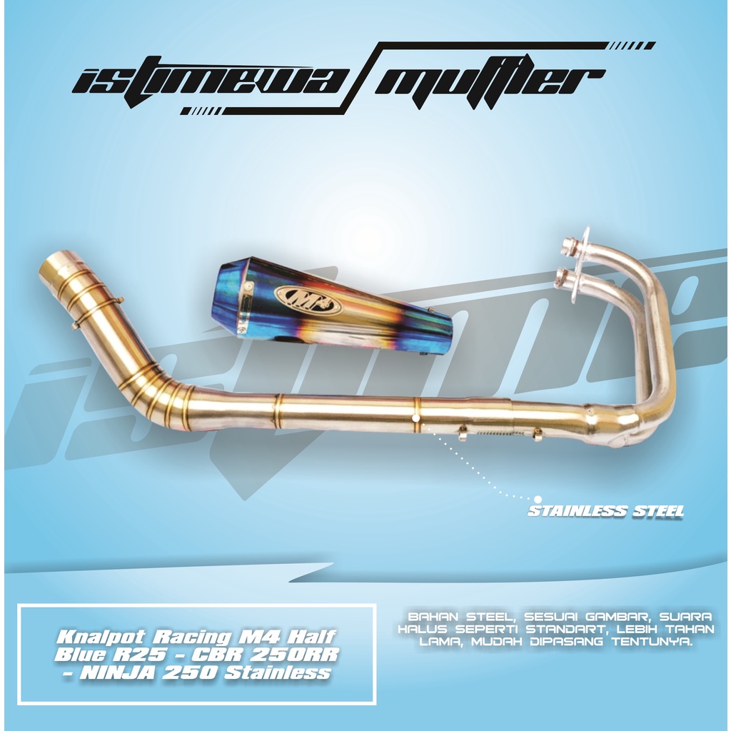 Knalpot m4 Blue Ninja 250 R25 Istimewa