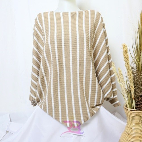 Atasan Wanita Atasan Rajut Jumbo Wanita Outerwear Blouse Batwing Salur oversize - MOCCA Outfit Kirim