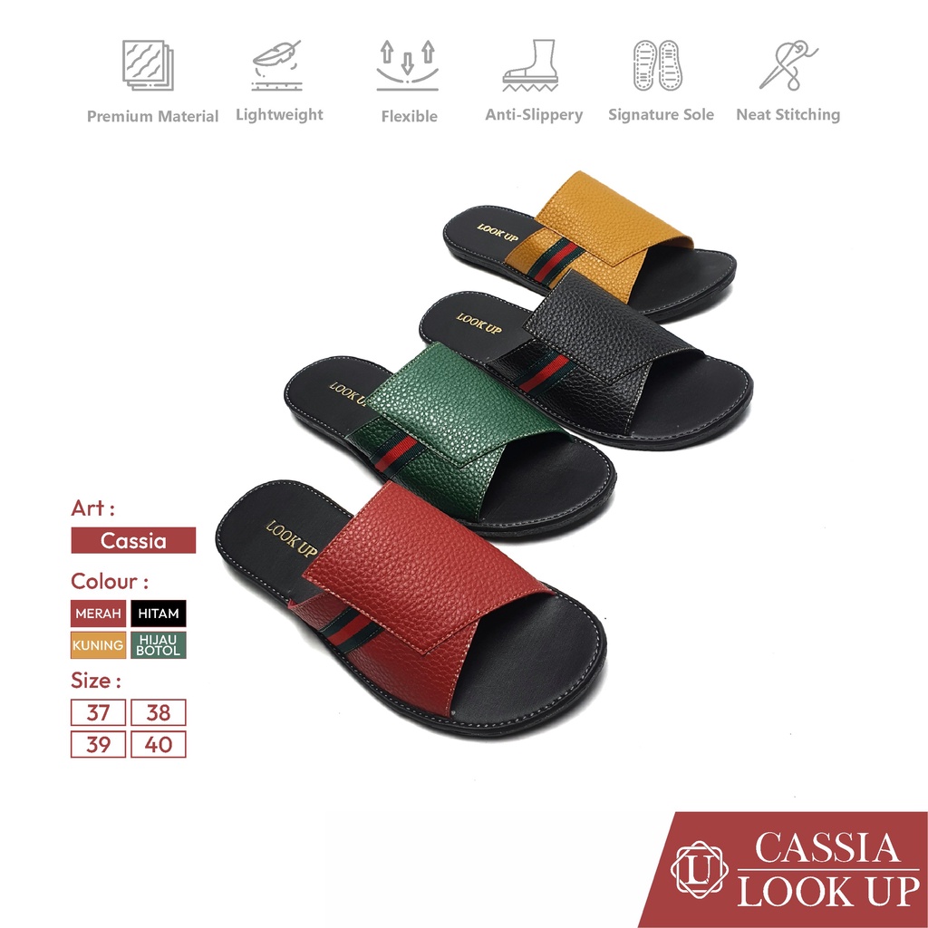 CASSIA Look Up Sandal Kulit wanita Sandal Kokop Papirut Series