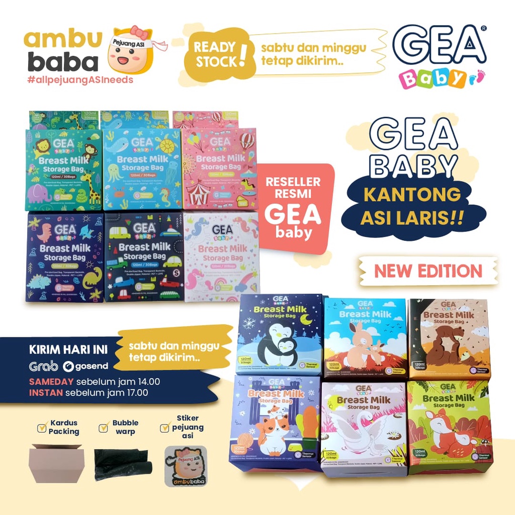 GEA BABY Kantong Asi 120 ml 200 ml 250 ml Breast Milk Bag isi 30 Pcs