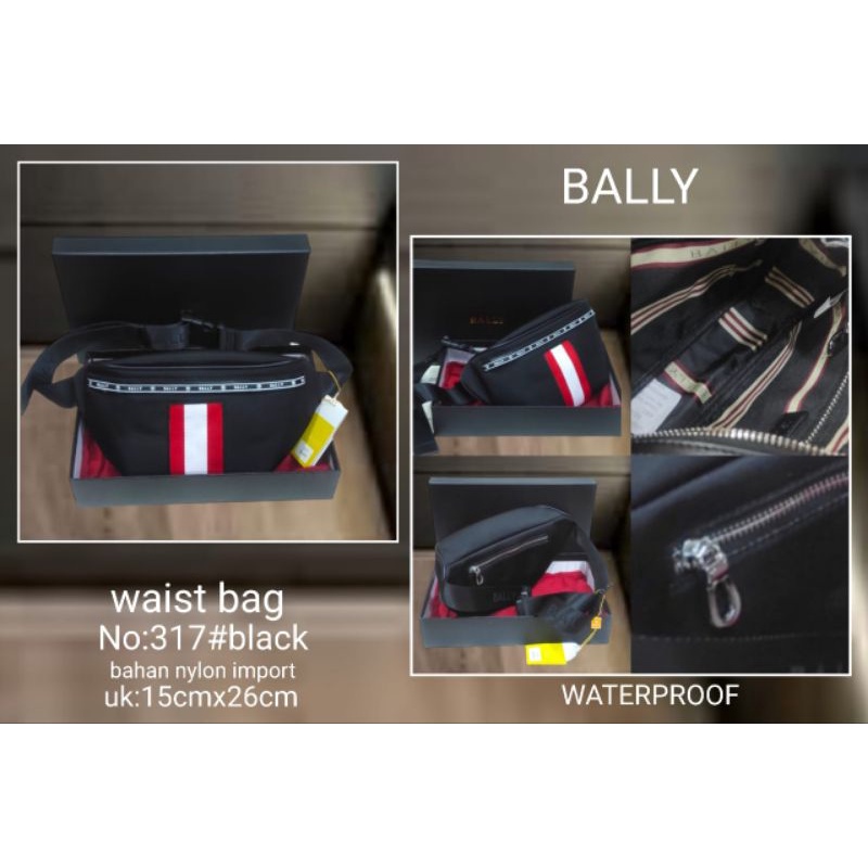 Tas waistbag pria bally import with box tas selempang pria bally