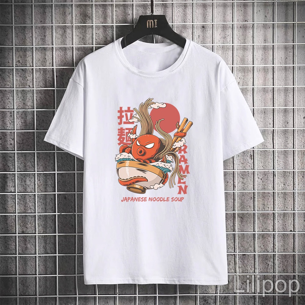 Lilipop Kaos Tshirt ramen ultramen Pria Baju Distro Basic Lengan Pendek Cowok Kasual