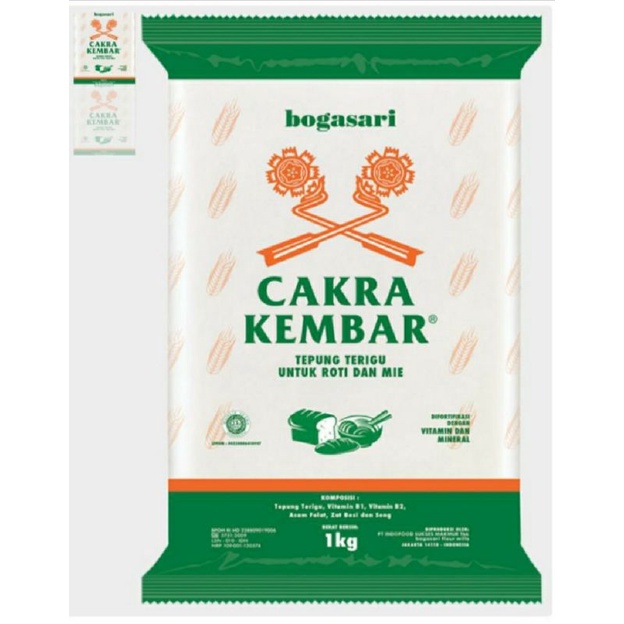 

Tepung terigu cakra kembar / tepung serbaguna / Terigu Cakra kembar 1kg