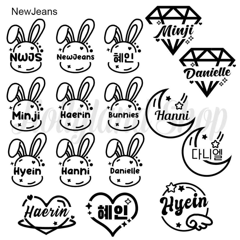

Sticker Cutting NewJeans New Jeans Member Nama Hangeul Lightstick (2pcs)