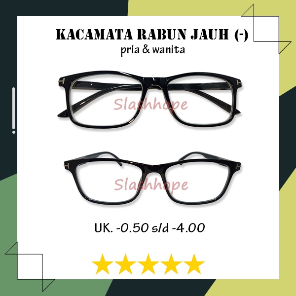Kacamata Lensa Minus (-) UK -0.50 S/D -4.00 Korean Style Kacamata Rabun Jauh Dewasa Frame Hitam Kota