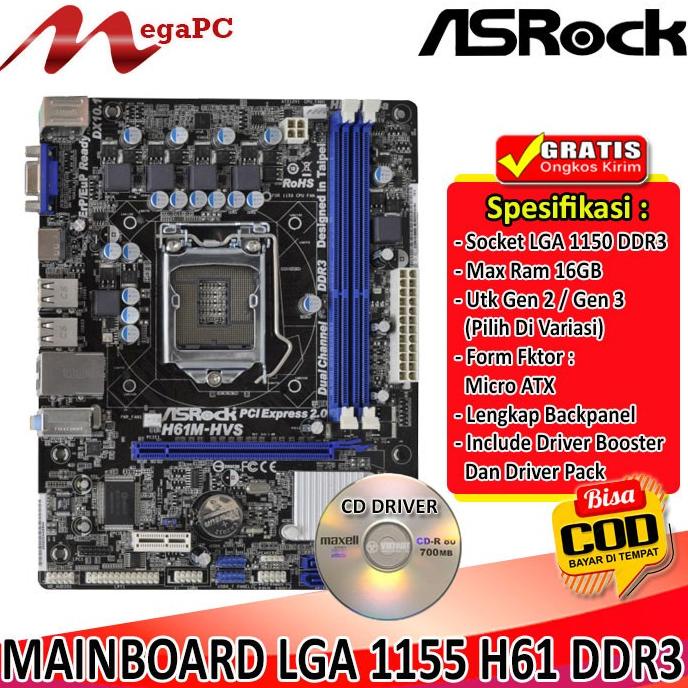 Mobo Mainboard Motherboard Soket LGA 1155 H61 Ddr3 Asrock