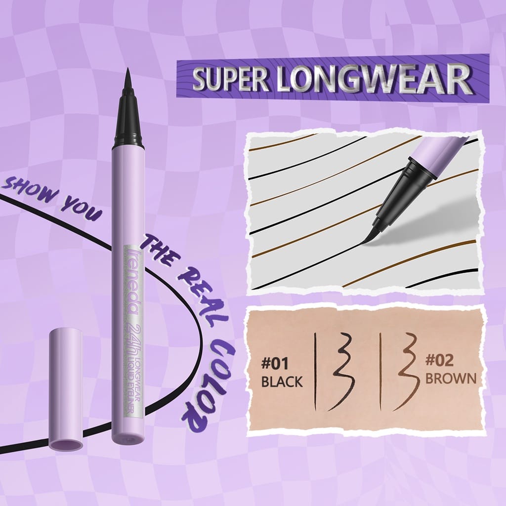 ORIGINAL IRENEDA 24h Longwear Liquid Eyeliner Pen Anti Air Tahan Lama IR01