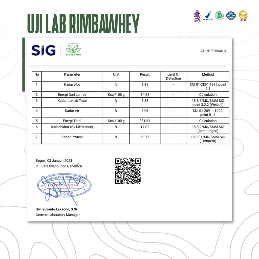 RimbaLife Rimba Whey 3lbs BPOM Halal MUI RimbaWhey Rimba Life Protein Concentrate Isolate Pro whey