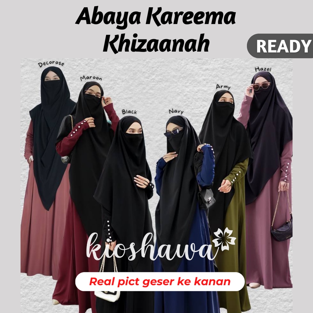 Abaya Kareema Khizaanah Sunnah Terbaru . KiosHawa . Gamis Dress Polos Black Navy Army Hazel Decorose