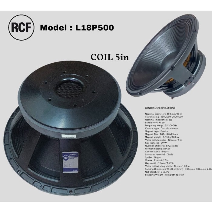 speaker 18 inch model rcf 18P500 p500 subwoofer