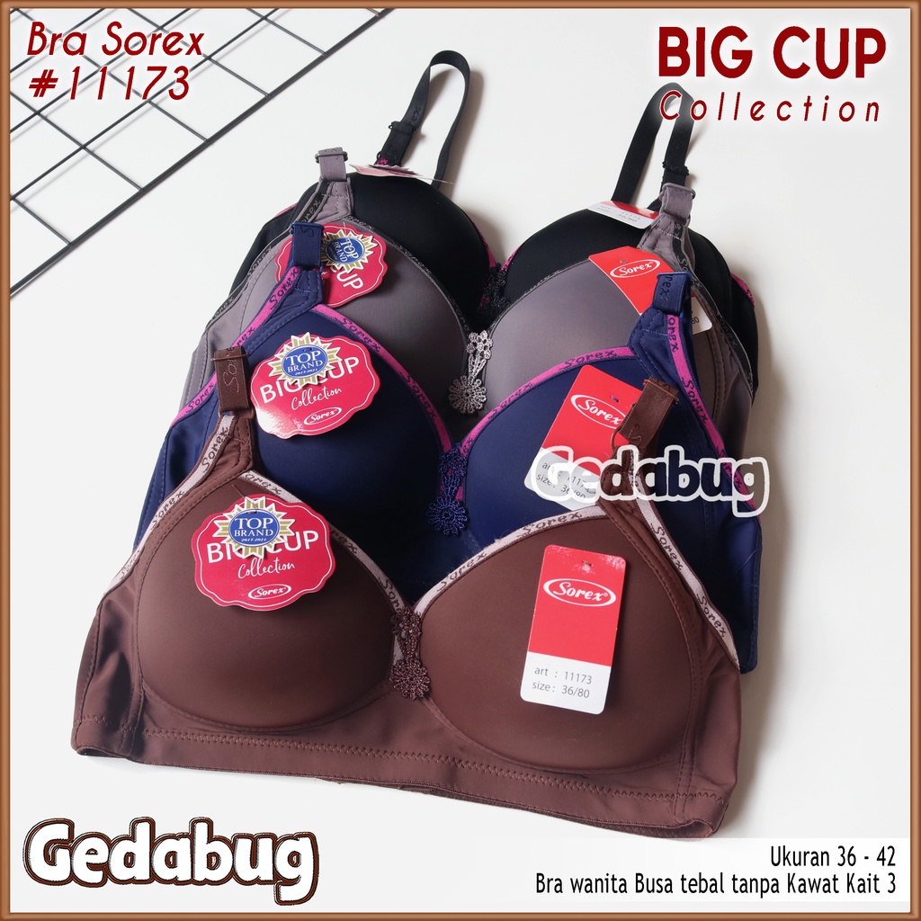 Bra BH Sorex 11173 Bra Cup Besar Tanpa Kawat Busa Kait 3 Setara Cup B-C Gedabug