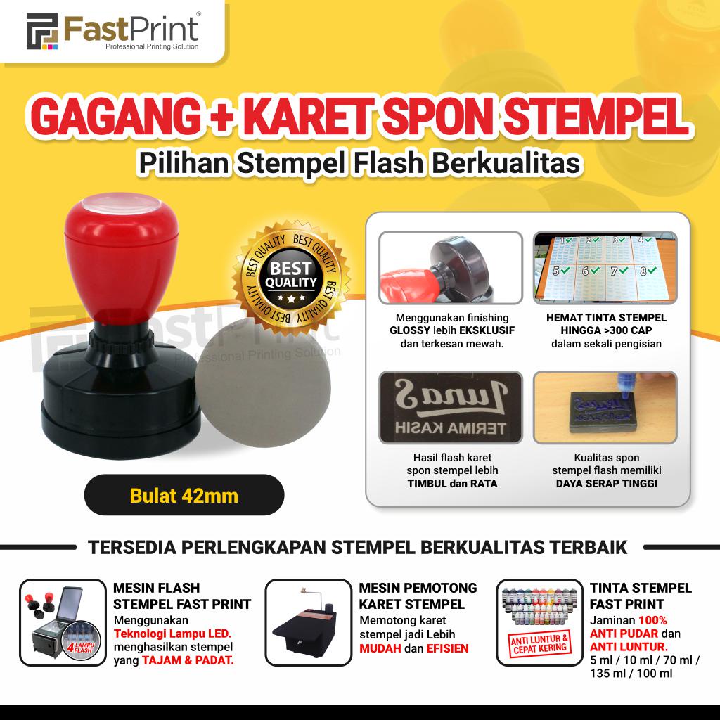 Gagang Stempel Plus Karet Stempel Flash Potongan Ukuran Bulat 42MM