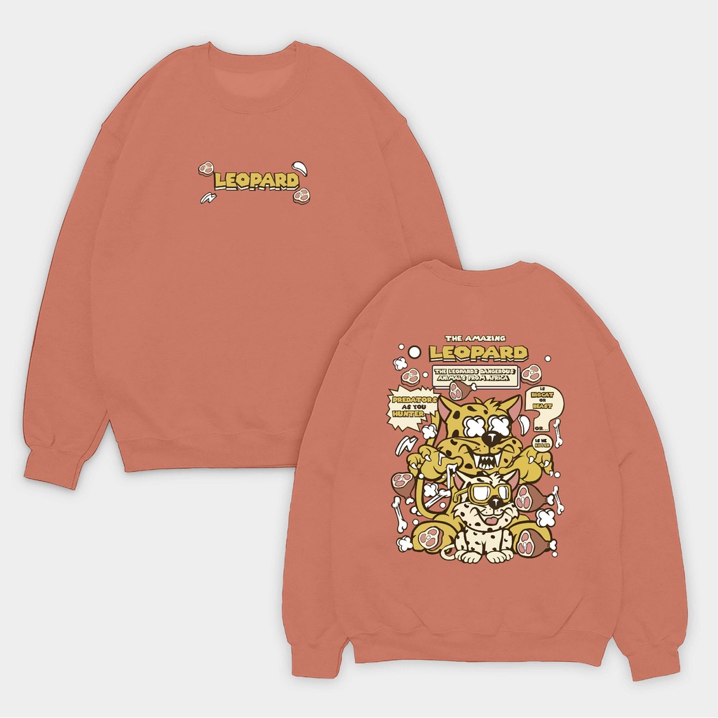 SWEPO Sweater Basic sablon Leopard ( M-XXL ) ( Pria & Wanita )