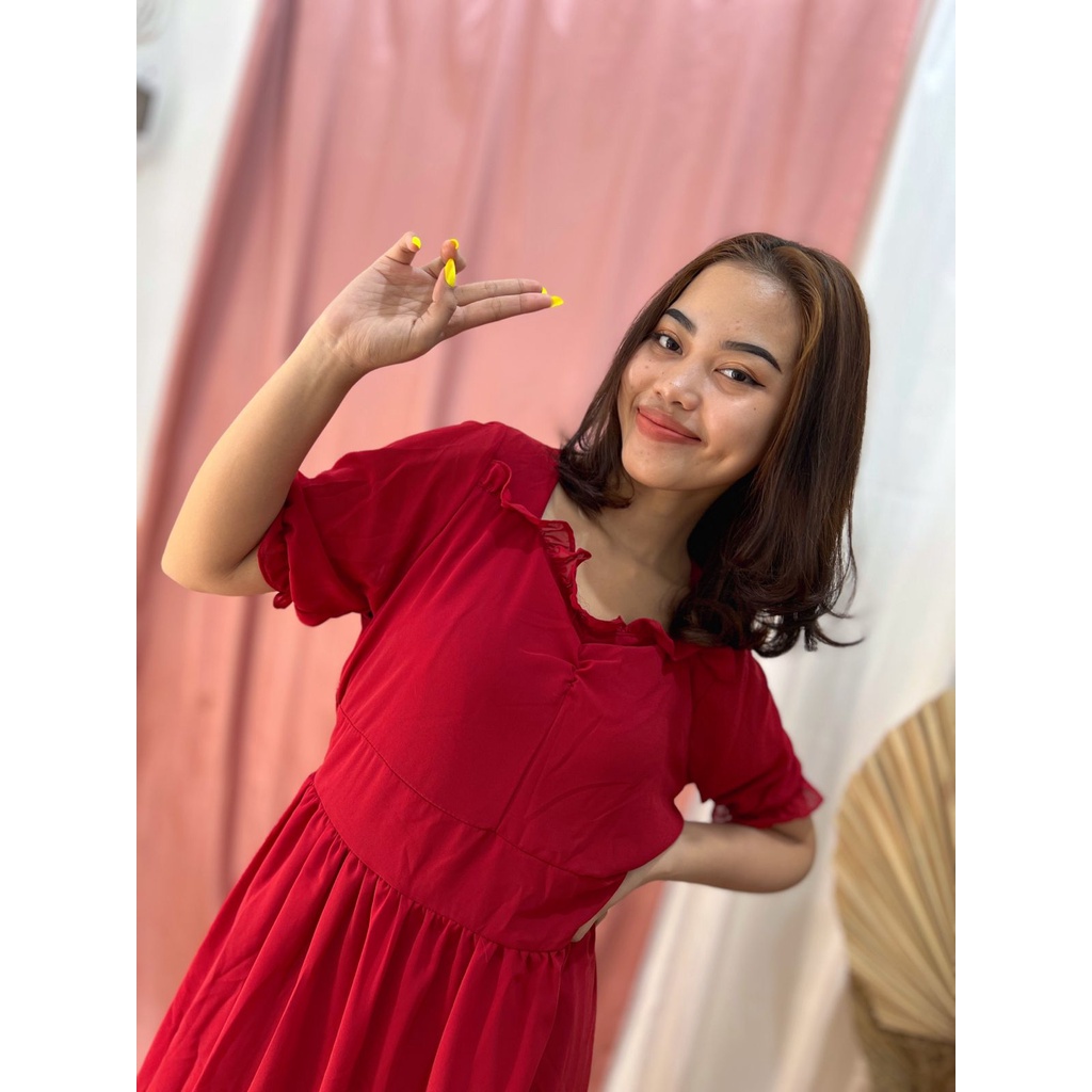 HS - HELENS DRESS / FASHION KOREAN MIDI / DRESS CANTIK KEKINIAN