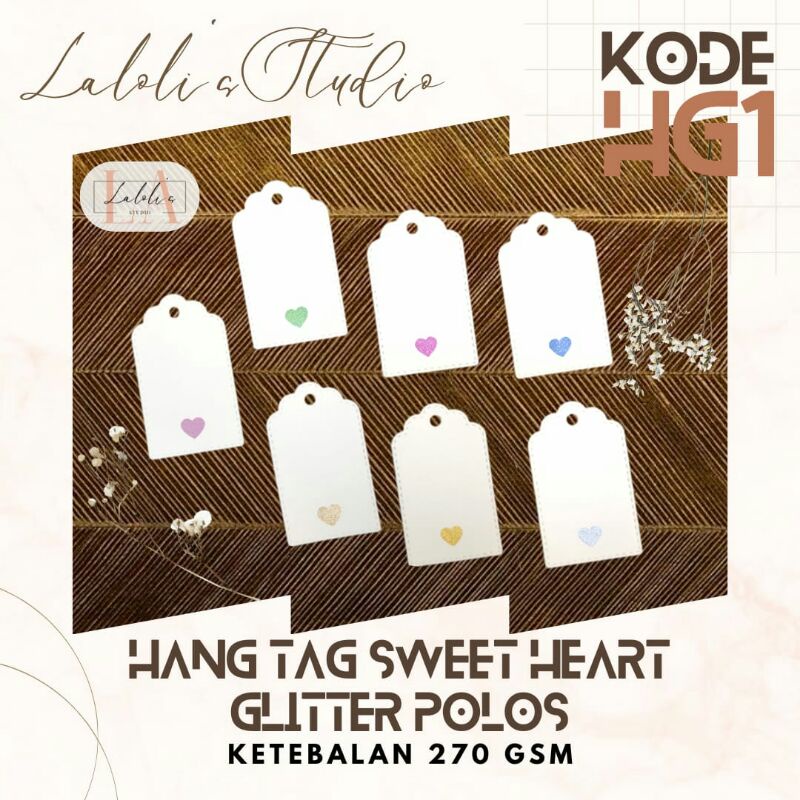 

Hang Tag Sweet Heart Glitter Polos Serbaguna Premium kode HG 1