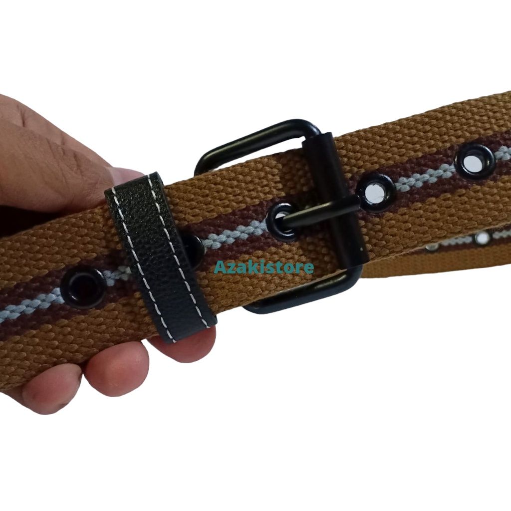 Ikat Pinggang Pria Kanvas Lubang Banyak Model Tusuk