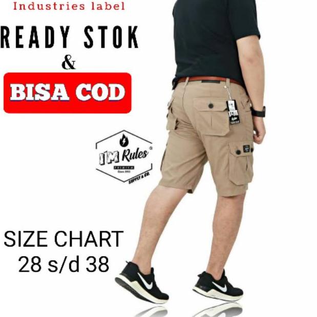 Sale Terbatas I&M RULES ORIGINAL Cargo Pendek Distro Pria warna Mocca Coklat muda celana pendek carg