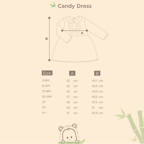 Bamboo And Bub Candy Dress - Terusan Lengan Panjang Anak Dress Anak Perempuan Cewe Baby Girl