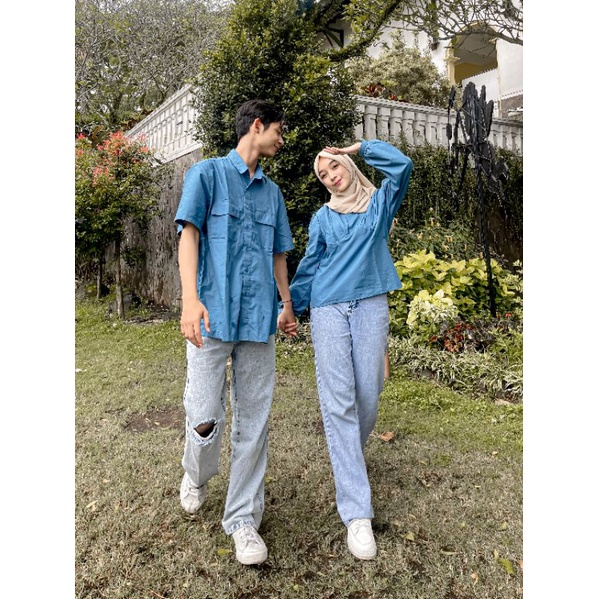 Hamka Couple Top - Set Couple Blouse dan Kemeja Pria Korean Style - Baju Couple