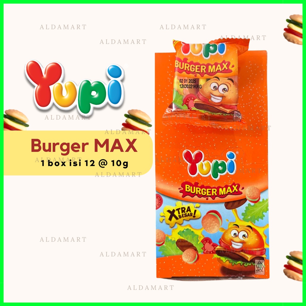 Permen Yupi Burger MAX 1 kotak isi 12