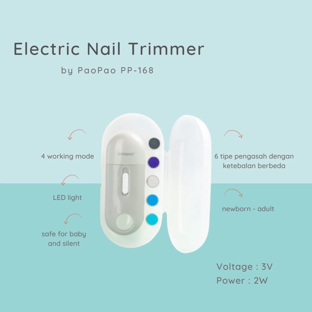 Gunting Kuku Bayi Manicure Elektrik Paopao Electric Nail Trimmer /Nail Polisher