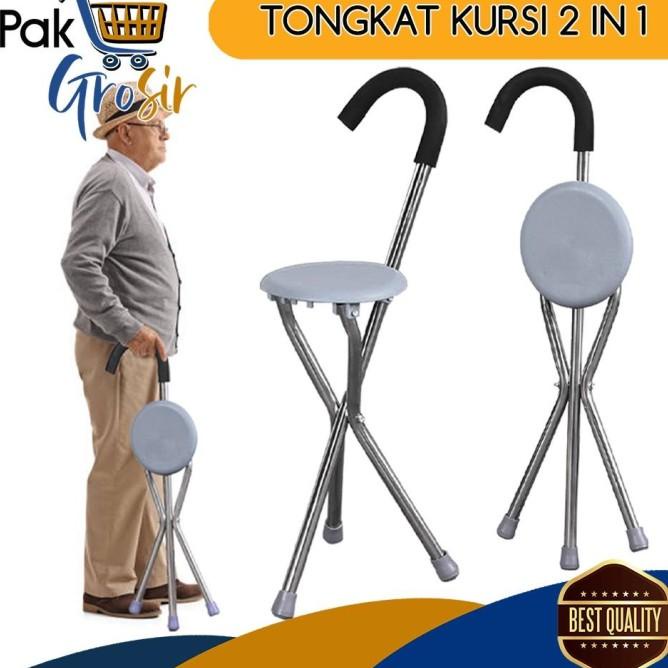 Tongkat Kursi Duduk Kaki 3 Alat Bantu Jalan Lansia Murah Berkualitas