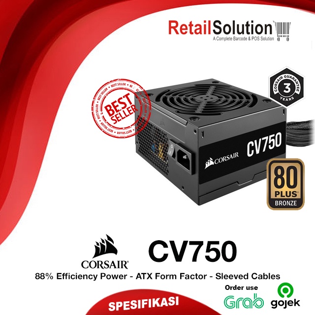 Power Supply 750W 80 Plus Bronze - PSU Corsair CV750 / CV 750 / CV-750