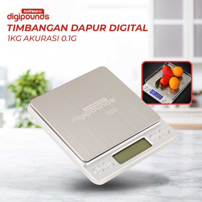 Taffware Digipounds Timbangan Dapur Digital Scale 1kg Akurasi 0.1g - i2000