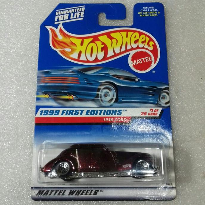HOT WHEELS 1936 CORD. BLUE US CARD 1999 FIRST EDITIONS. MERAH MAROON.