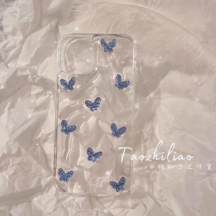 [TPC] Phone Case Bening Transparant BUTTERFLY Kupu - Kupu Glitters Phone Case IPHONE 7 8 PLUS X XS MAX XR 11 12 13 PRO MAX - IP071