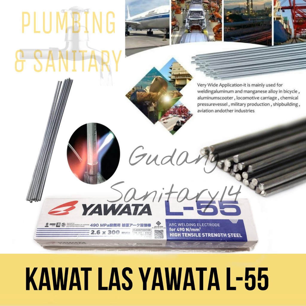 kawat las welding electrodes 3.2 x 300mm (2,5kg) kawat las yawata L-55