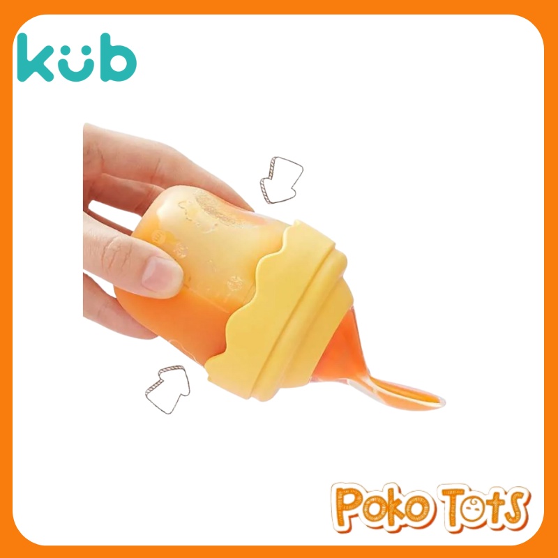 KUB Colorblock Baby Feeding Spoon 90ml Botol Dot Silicone Sendok Makan Bayi KUB