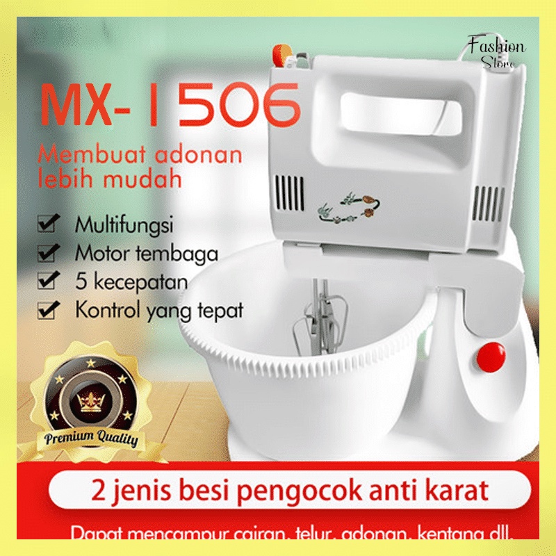 FS-MIXER OMICKO MX1506 STANDING 5 KECEPATAN / MIXER COLOKAN LISTRIK ALAT PENGADUK KUE SET MANGKOK