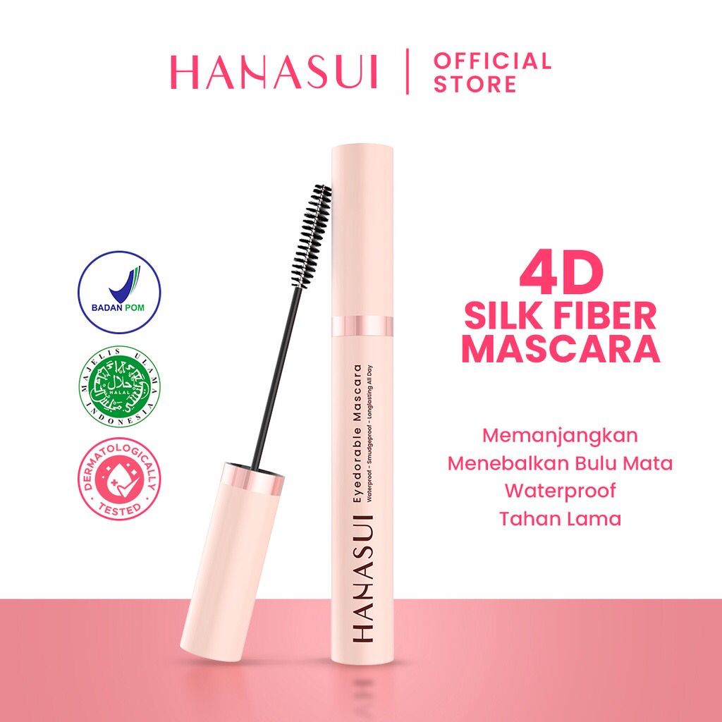 HANASUI Eyedorable Mascara 8ml | 4D Silk Fiber Mascara | Maskara Black Waterproof Tahan Lama