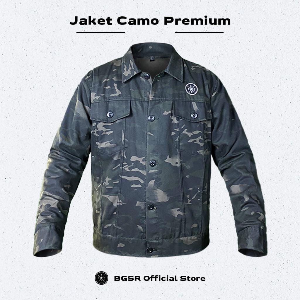 Jaket Parka Camo Pria Jacket Loreng Hitam Casual Canvas Adem Premium BGSR