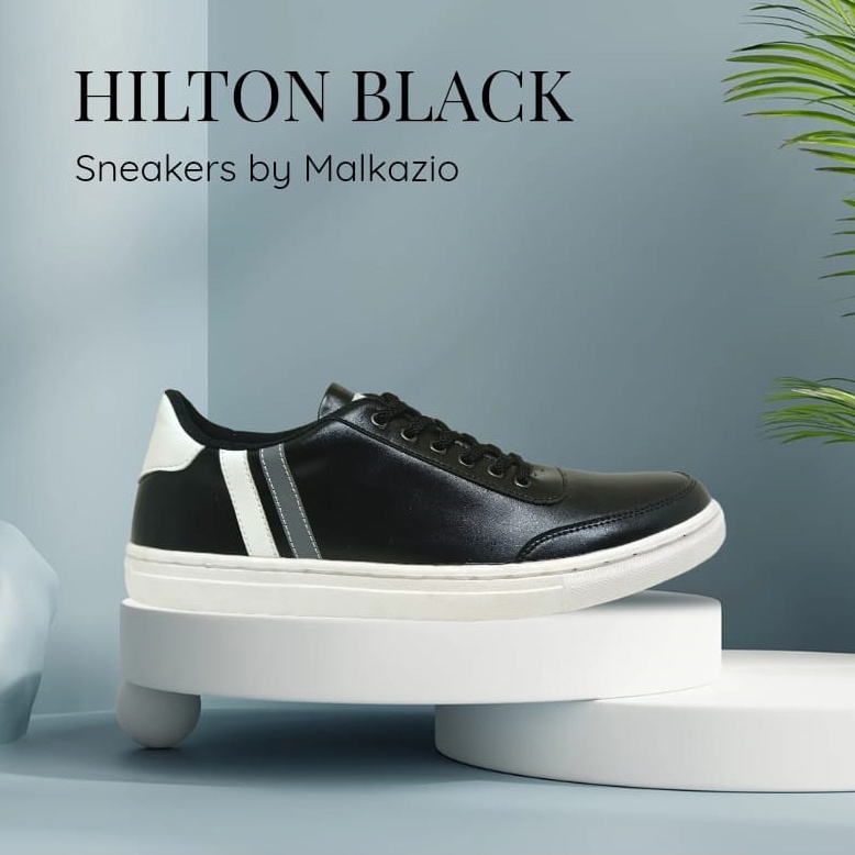 HILTON X ZAGIB LEATHER FULL BLACK | Sepatu Pria Skate Big Size Sneakers Cowok Bule Ukuran Jumbo