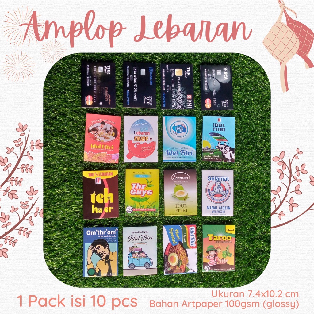 AMPLOP LEBARAN THR UNIK DESAIN KARTU / SNACK / PERMEN [1 PACK ISI 10PCS]